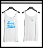 .HI ISLANDS PASTEL BLUE on WHITE "PRIDE OF THE WESTSIDE" Women's Fitted Tank